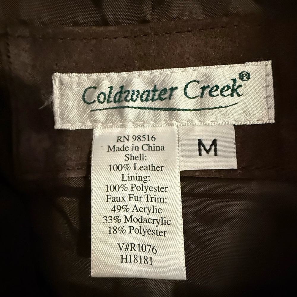 Coldwater Creek Brown Jacket with Faux Fur - Picture 3 of 3